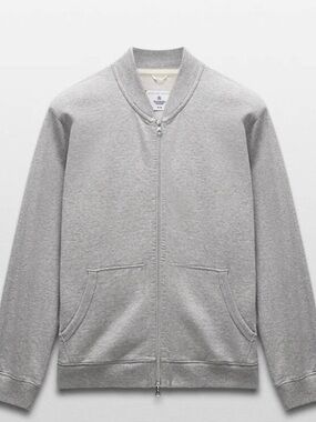 Reigning Champ Light Gray Full-Zip Bomber Sweater midweight
